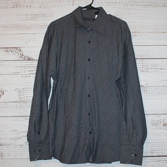 Kenneth Cole New York Long Sleeve Collared Shirt Gray Size XL - Picture 1 of 4